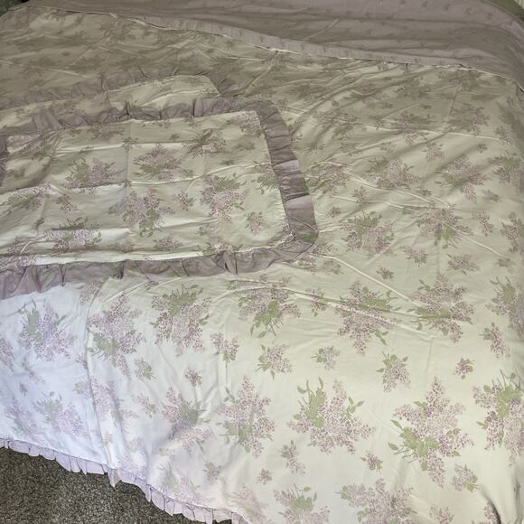 Simply Shabby Chic Duvet Cover Shams Full/Queen Lavender Floral Reversible 50x70 - Picture 1 of 10